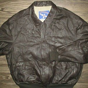 Airborne Leather Bomber Jacket XXXL Brown